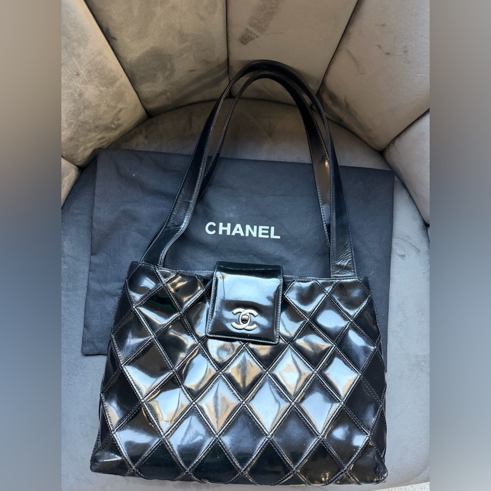 CHANEL Vintage Kelly Tote Turn Lock Shoulder Bag